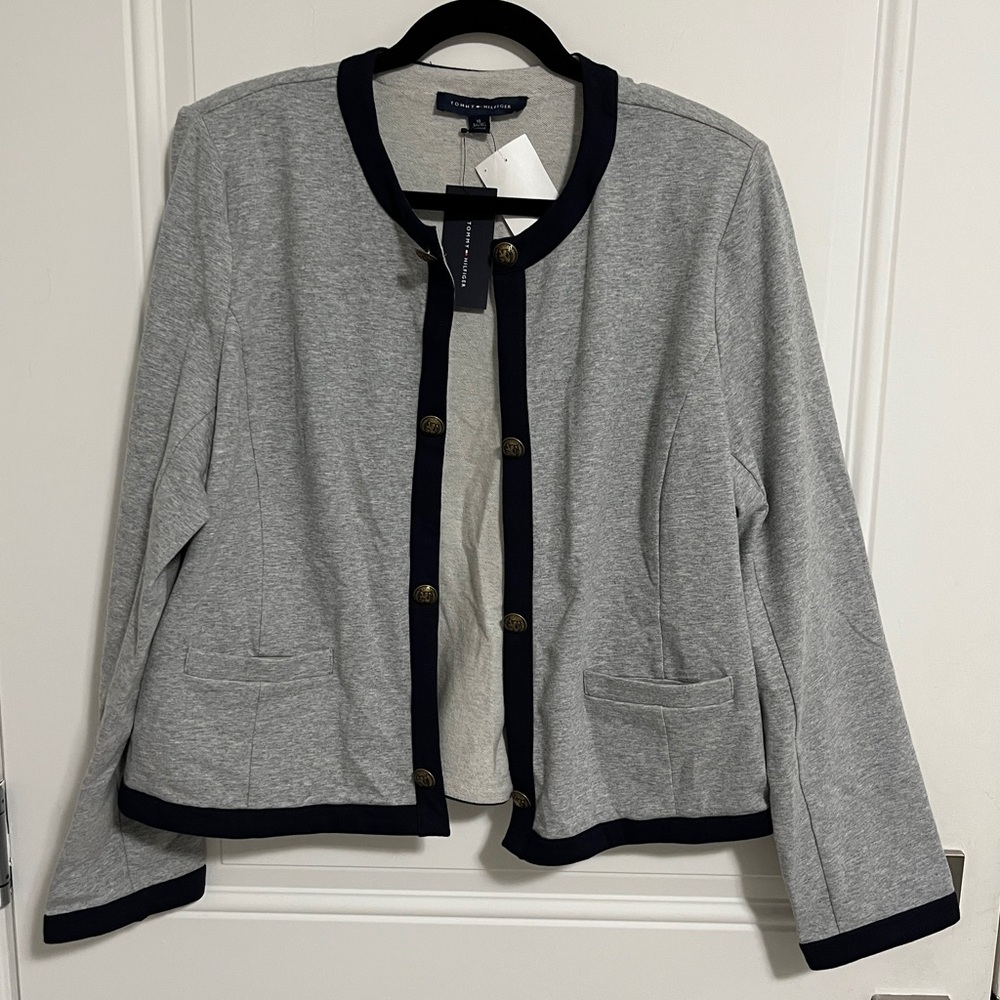 NWT - Tommy Hilfiger Women's Contrast Trim Open Front Jacket - Size XL